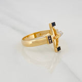 Anillo Cruz Cristo 3.7g / T10 1/4 Dos Oros Amarillo Blanco 18K
