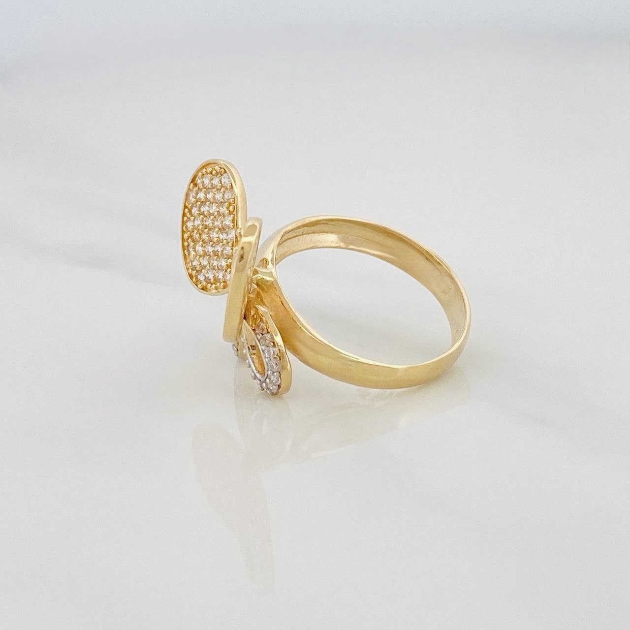 Anillo Mariposa 4.5g / T7 Dos Oros Amarillo Blanco 18K