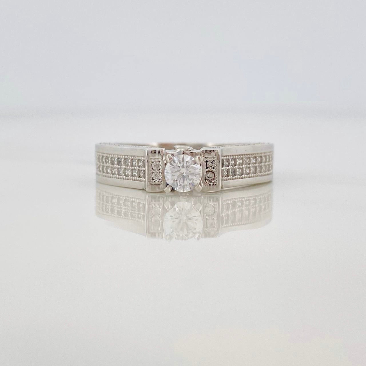 Anillo Solitario 5g / T7 1/4 Oro Blanco 18K