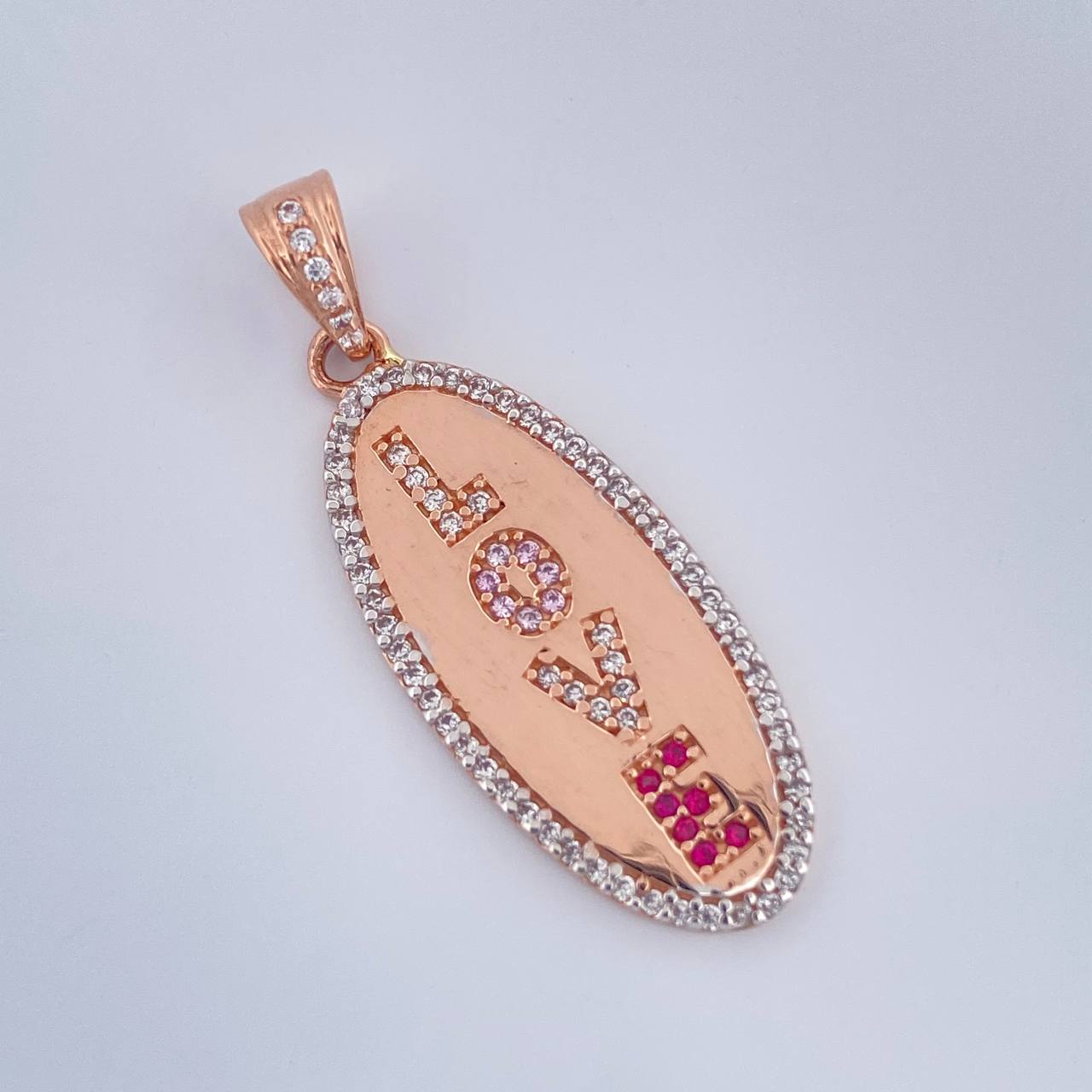 Dije Love 3.2gr / 3.6cm / Dos Oros Blanco Rosa 18K &