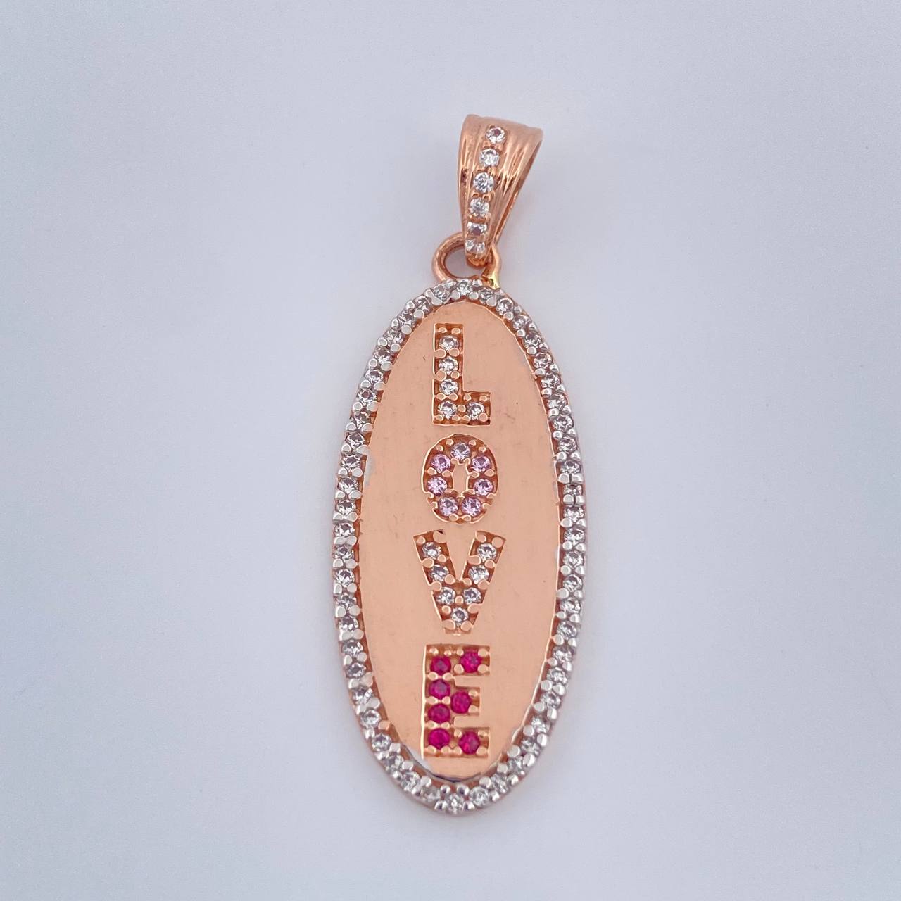 Dije Love 3.2gr / 3.6cm / Dos Oros Blanco Rosa 18K &
