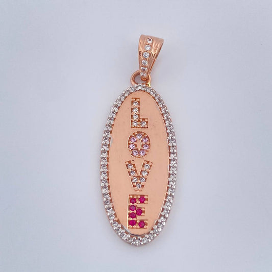 Dije Love 3.2gr / 3.6cm / Dos Oros Blanco Rosa 18K &