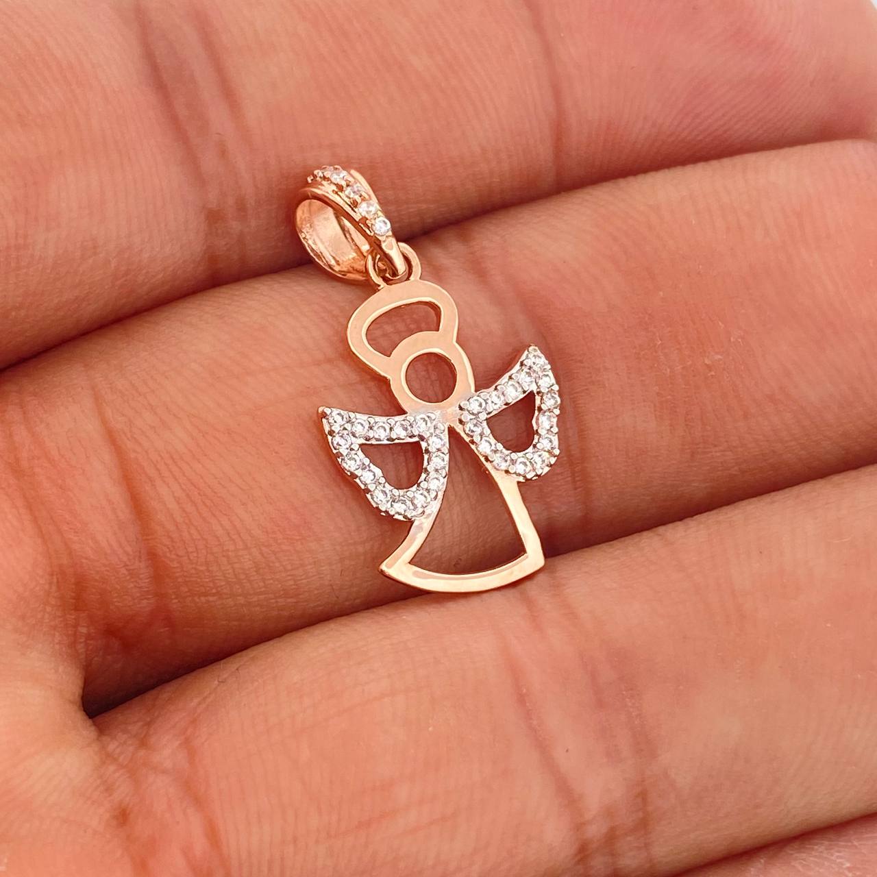 Dije Angel  1.65gr / 2.5cm / Dos Oros Amarillo Blanco 18K &