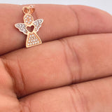 Dije Angel Corazon 1.65gr / 2cm / Dos Oros Amarillo Blanco 18K &
