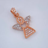 Dije Angel Corazon 1.65gr / 2cm / Dos Oros Amarillo Blanco 18K &