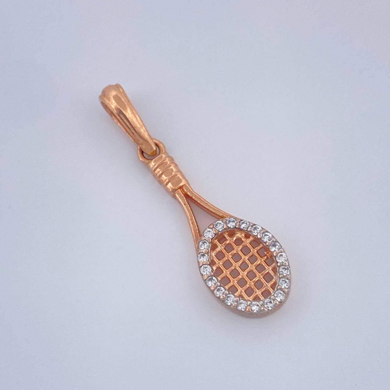 Dije Raqueta 1.2gr / 3.5cm / Dos Oros Blanco Rosa 18K &