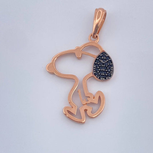 Dije Perrito 1.75gr / 3.2cm / Dos Oros Negro Rosa 18K &