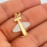 Dije Avion 2.65gr / 2.8cm / Dos Oros Amarillo Blanco 18K &