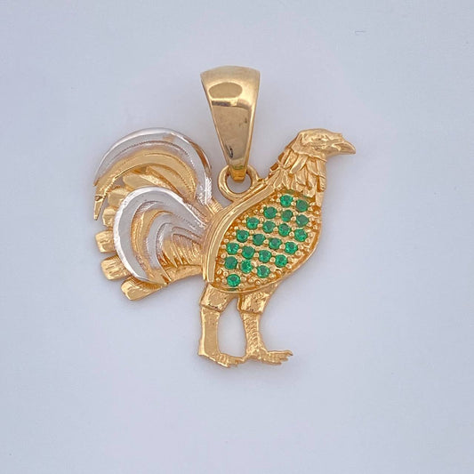 Dije Gallo 2.6gr / 2.4cm / Dos Oros Amarillo Blanco 18K &