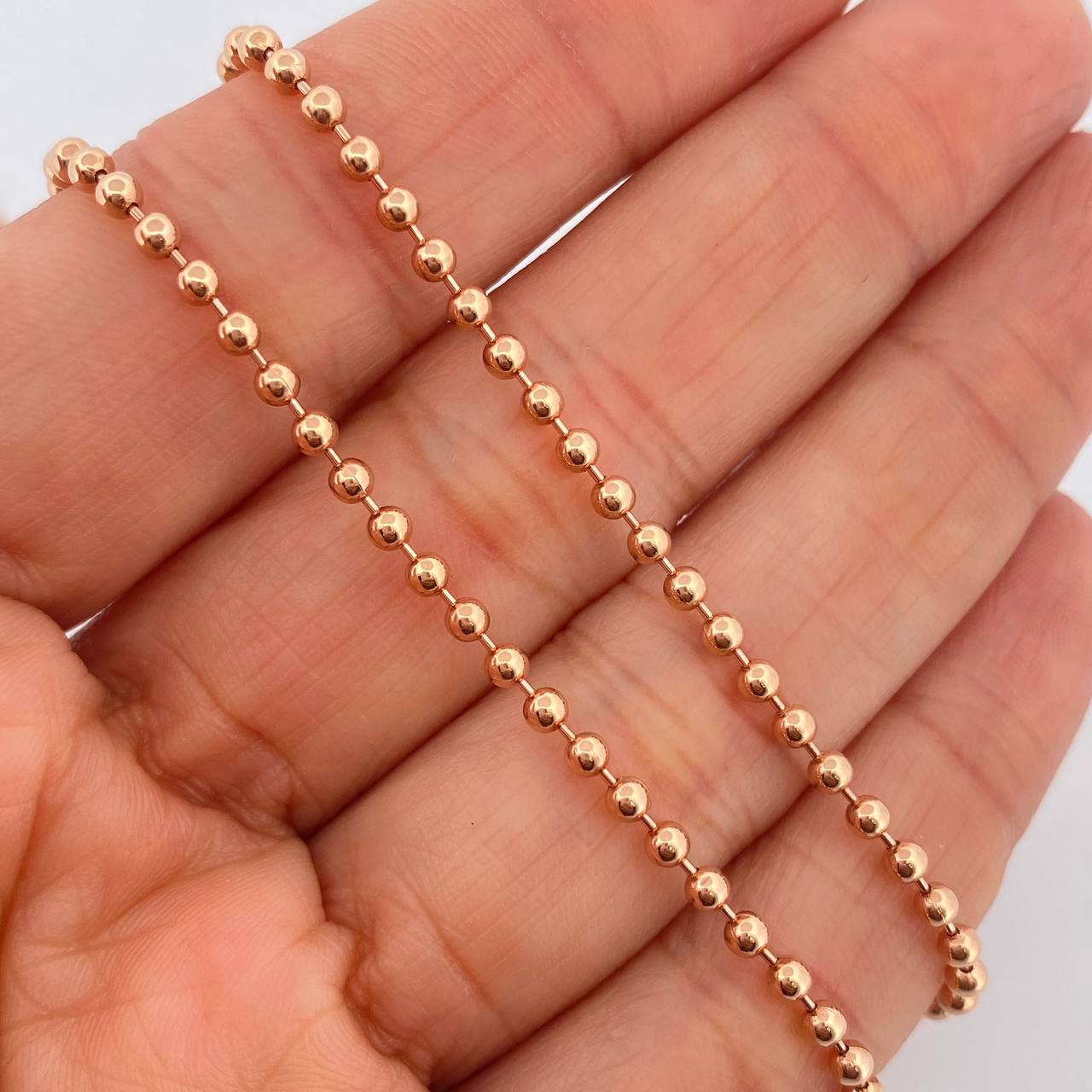 Cadena Militar 13gr / 60.3cm / 2mm Oro Rosa +3 18K &