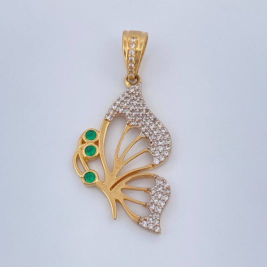 Dije Mariposa 3.65gr / 3.7cm / Dos Oros Amarillo Blanco 18K &