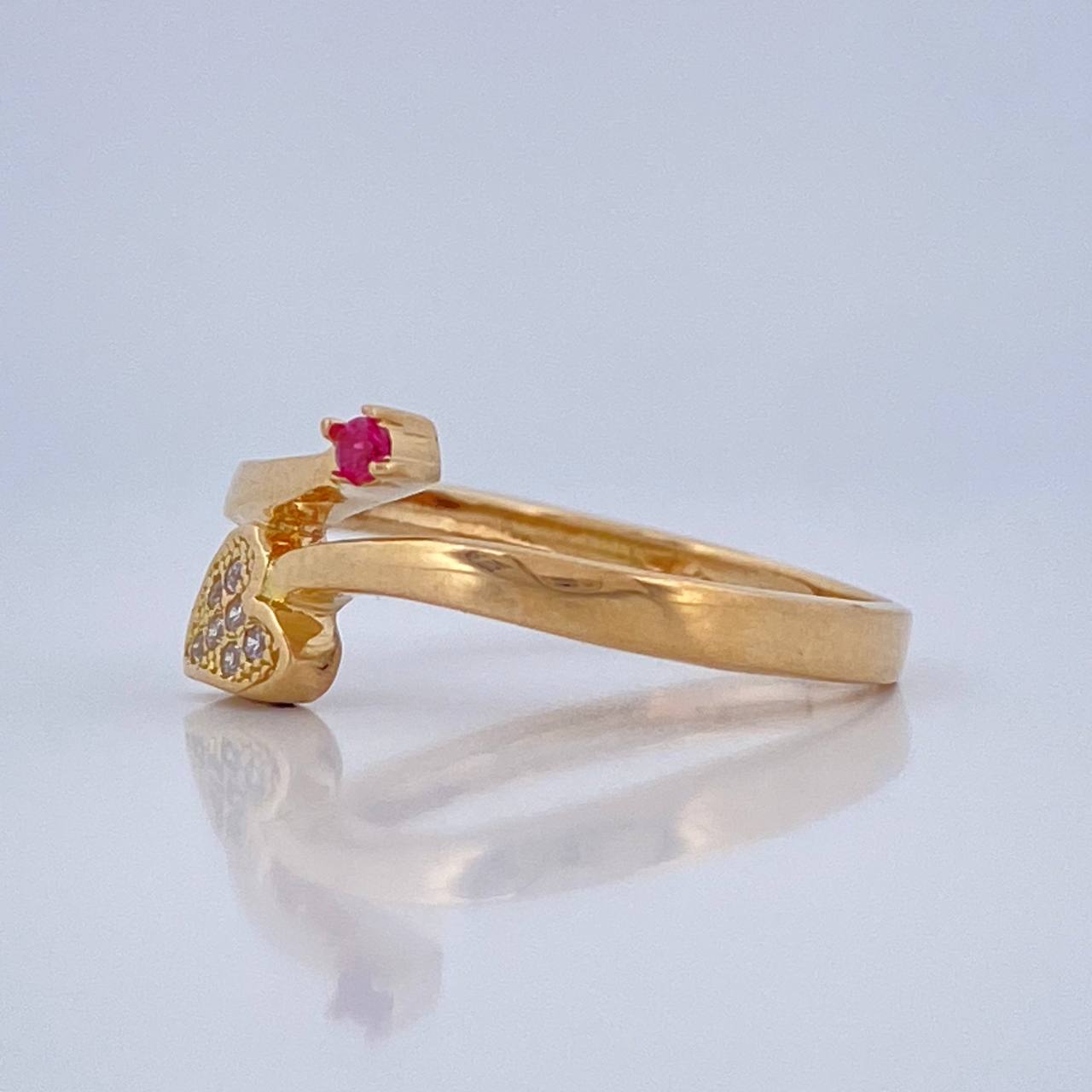 Anillo Corazon Doble Linea 2.15gr / T6 / Oro Amarillo 18K &