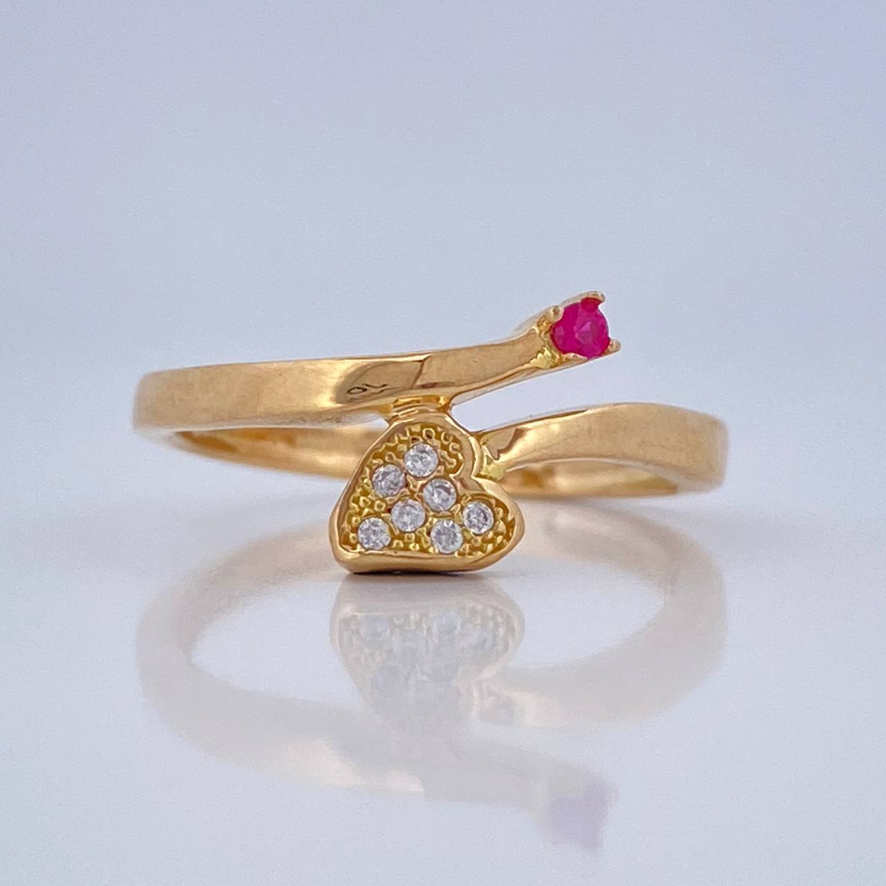 Anillo Corazon Doble Linea 2.15gr / T6 / Oro Amarillo 18K &