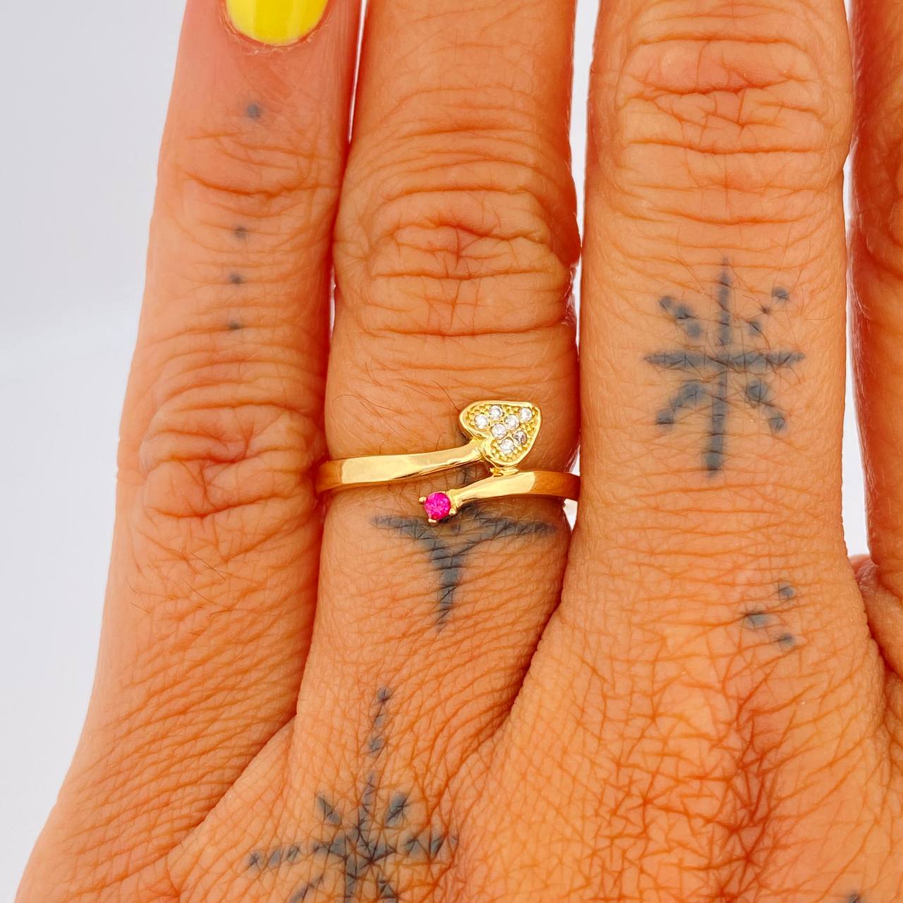 Anillo Corazon Doble Linea 2.15gr / T6 / Oro Amarillo 18K &