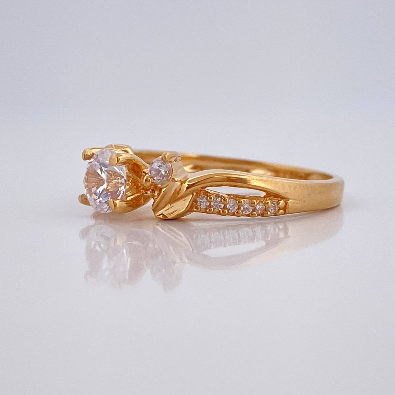 Anillo Churumbela Hojas 2.5gr / T6 1/2 / Oro Amarillo 18K &