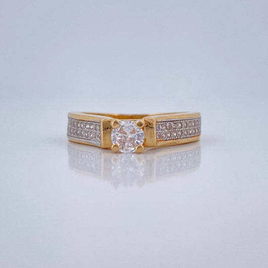 Anillo Solitario 4.3gr / T6 1/2 / Oro Amarillo Oro Blanco 18K &