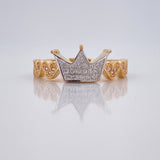 Anillo Corona Corazones 2.7gr / T7 / Dos Oros Amarillo Blanco 18K &