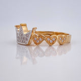 Anillo Corona Corazones 2.7gr / T7 / Dos Oros Amarillo Blanco 18K &