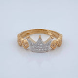 Anillo Corona Corazones 2.7gr / T7 / Dos Oros Amarillo Blanco 18K &