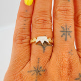 Anillo Corona Corazones 2.7gr / T7 / Dos Oros Amarillo Blanco 18K &