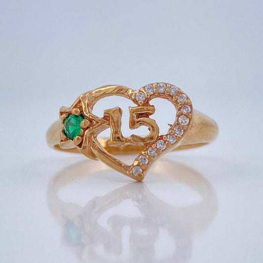 Anillo Corazon Estrella 15s 2.85gr / T6 / Oro Amarillo 18K &