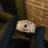 Anillo Crono Tempo Correa 5.05gr T10 1/2 Circones Blancos Negro Dos Oros Blanco Rosa