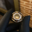 Anillo RX Cinturon Corona  5.8gr T9 3/4 Circones Blancos Dos Oros Blanco Amarillo