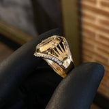 Anillo RX Cinturon Corona  5.8gr T9 3/4 Circones Blancos Dos Oros Blanco Amarillo