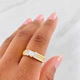 Anillo Solitario Puente 5.05g / T7 Dos Oros Amarillo Blanco 18K