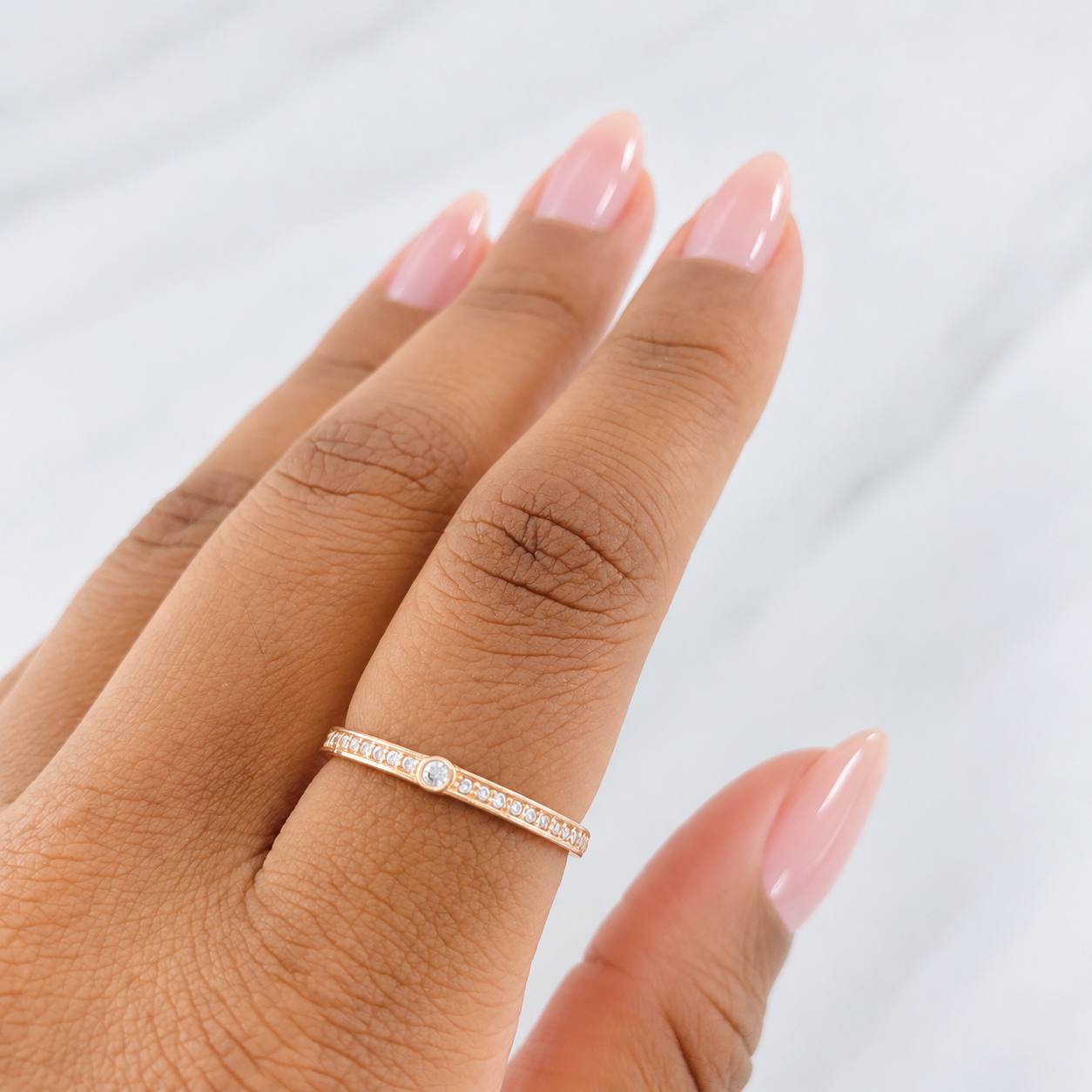 Anillo Bisel 1.45g / T8 Oro Rosa 18K