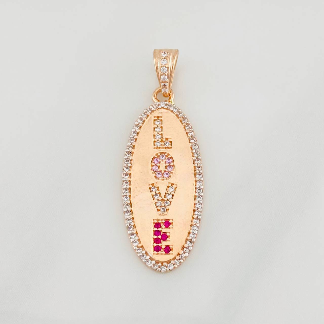 Dije Placa Love 3.15g / 3.05cm Oro Rosa 18K