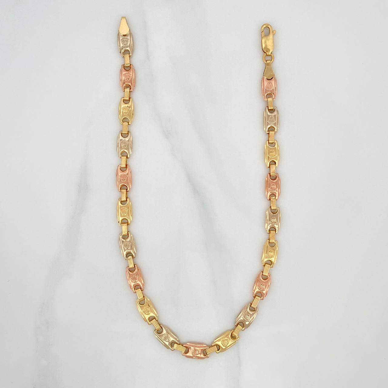 Tobillera Rustica Corona 7.25 g / 27 cm / 5.6 mm Tres Oros 18K