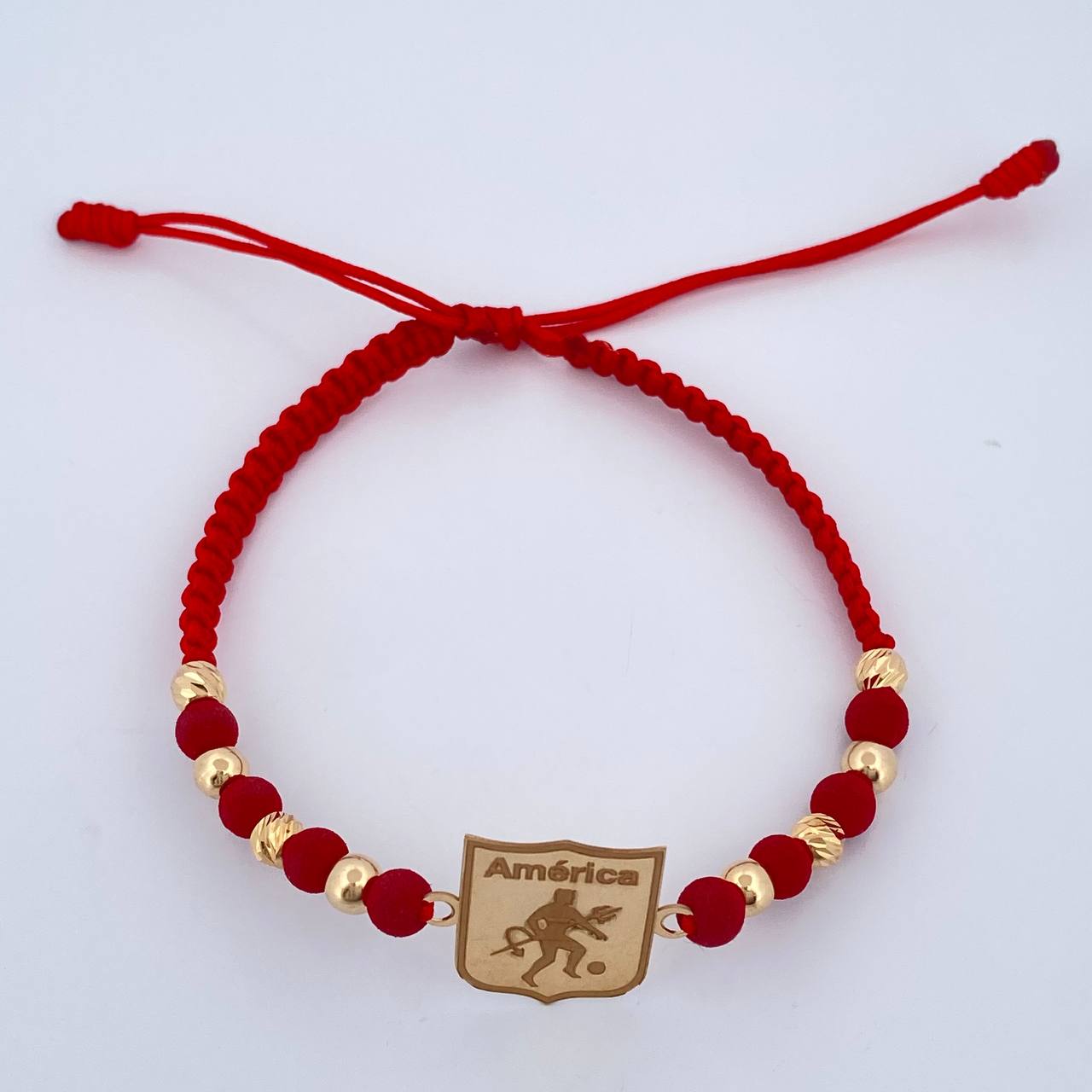 Pulsera Tejida Roja América 1.65gr / 4mm-4mm Oro Amarillo 18K %