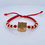 Pulsera Tejida Roja América 1.65gr / 4mm-4mm Oro Amarillo 18K %