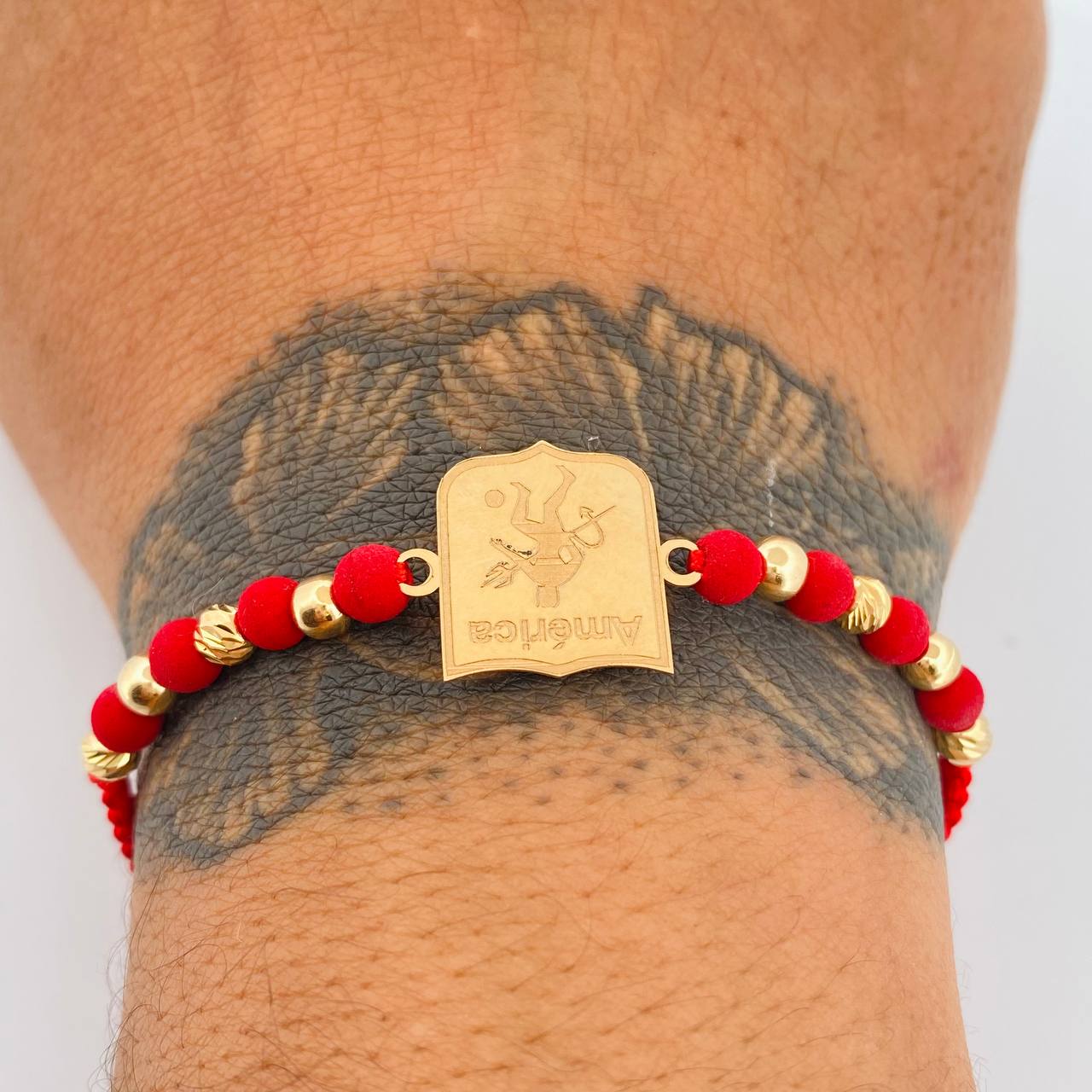 Pulsera Tejida Roja América 1.65gr / 4mm-4mm Oro Amarillo 18K %