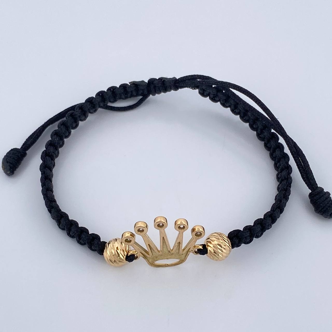Pulsera Tejida Negra Corona RX 2.1gr / 5mm Oro Amarillo 18K%