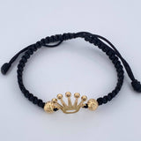 Pulsera Tejida Negra Corona RX 2.1gr / 5mm Oro Amarillo 18K%