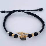 Pulsera Tejida Negra San Miguel Arcángel 3.5gr / 4mm Tres Oros 18K %
