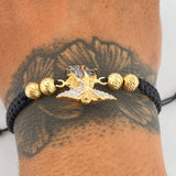 Pulsera Tejida Negra San Miguel Arcángel 3.55gr / 6mm Tres Oros 18K %