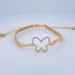 Pulsera Tejida Beige Silueta Mariposa 1.45gr / 3mm Oro Amarillo 18K %