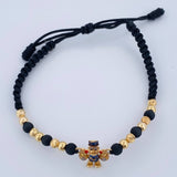 Pulsera Tejida Negra Pato Bolsas De Dinero 2.75gr / 4mm Dos Oros Amarillo Blanco 18K %