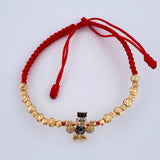 Pulsera Tejida Roja Pato Bolsas De Dinero 3gr / 3mm-4mm Dos Oros Amarillo Blanco 18K %