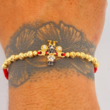 Pulsera Tejida Roja Pato Bolsas De Dinero 3gr / 3mm-4mm Dos Oros Amarillo Blanco 18K %