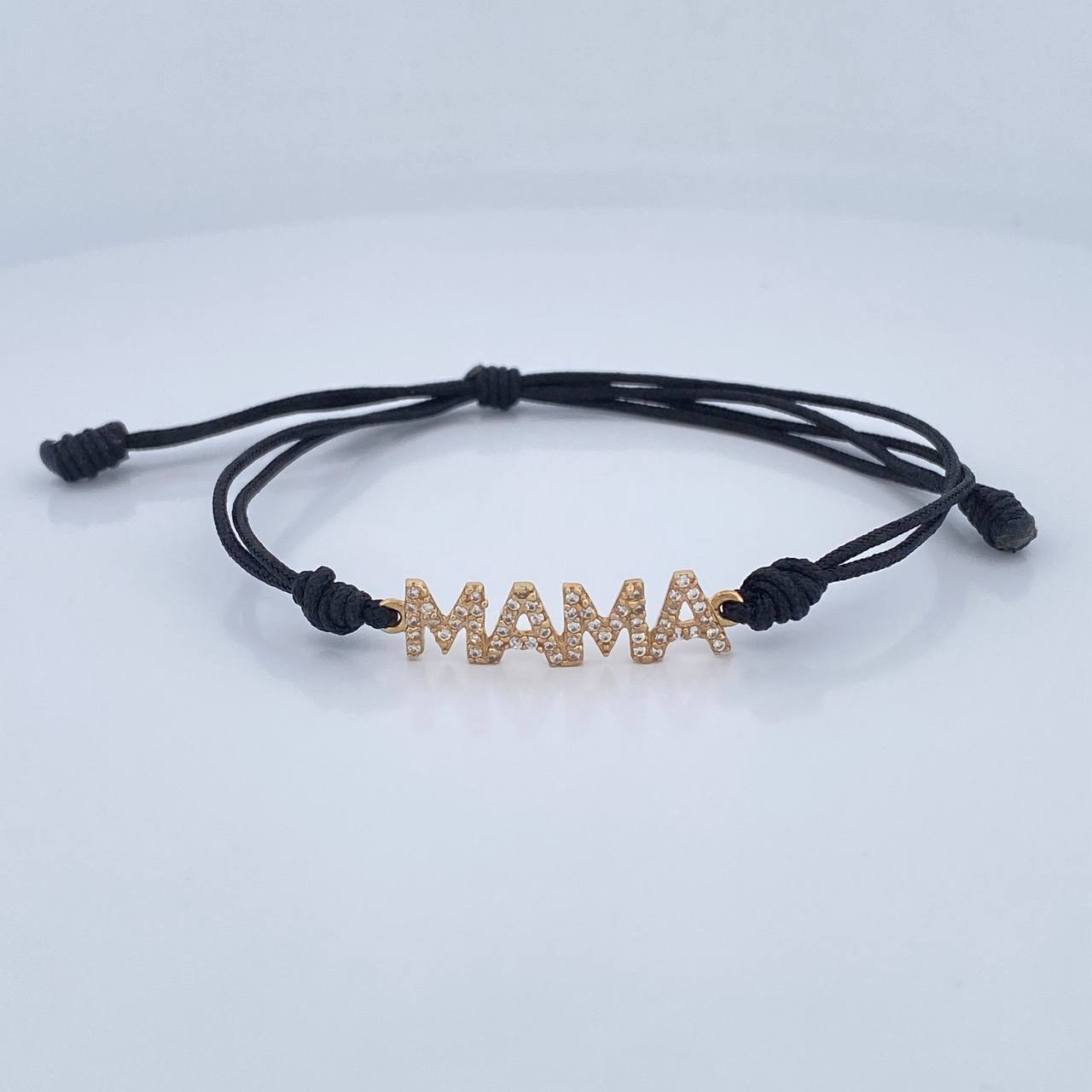 Pulsera Tejida Negra Mamá 1.4gr / Oro Amarillo 18K %