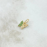 Dije Mariposa Parcial 0.4gr / 1cm / Circones Blancos Verdes Oro Amarillo 18K