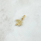 Dije Arbol  0.35gr / 1.5cm / Circones Blancos Oro Amarillo 18K