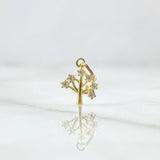 Dije Arbol  0.35gr / 1.5cm / Circones Blancos Oro Amarillo 18K
