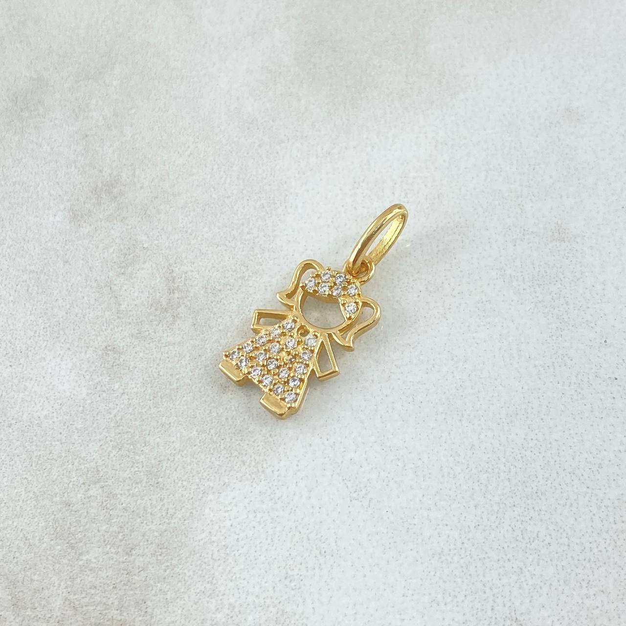 Dije Niña 1.4gr / 2cm / Circones Blancos Oro Amarillo 18K