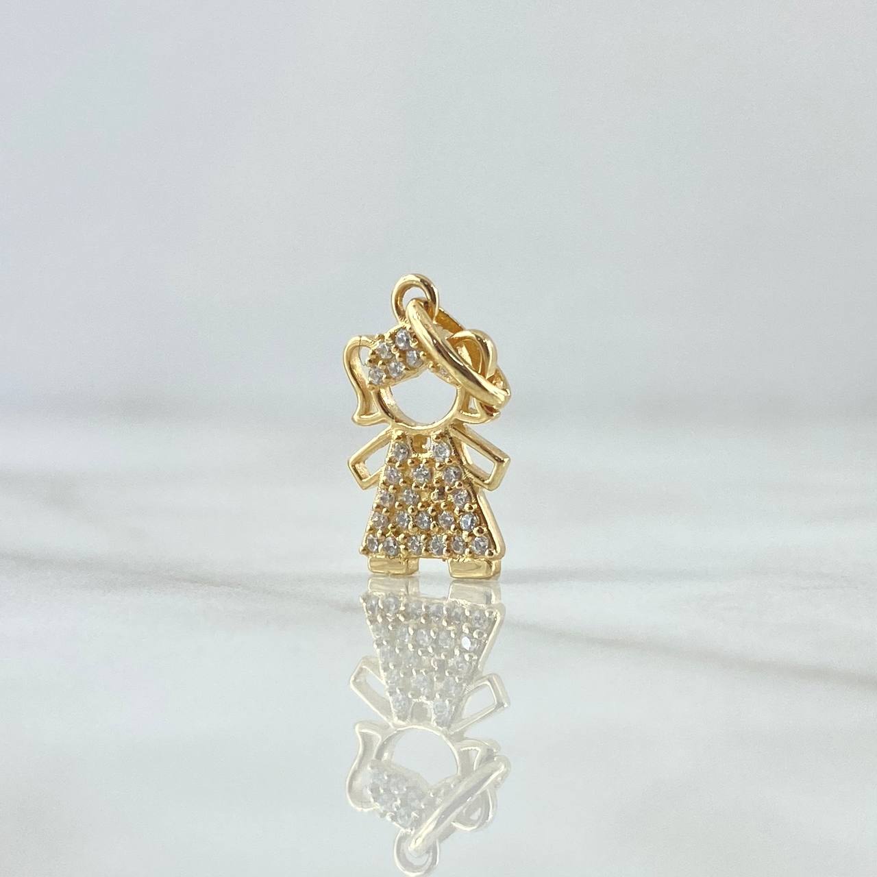 Dije Niña 1.3gr / 2cm / Circones Blancos Oro Amarillo 18K