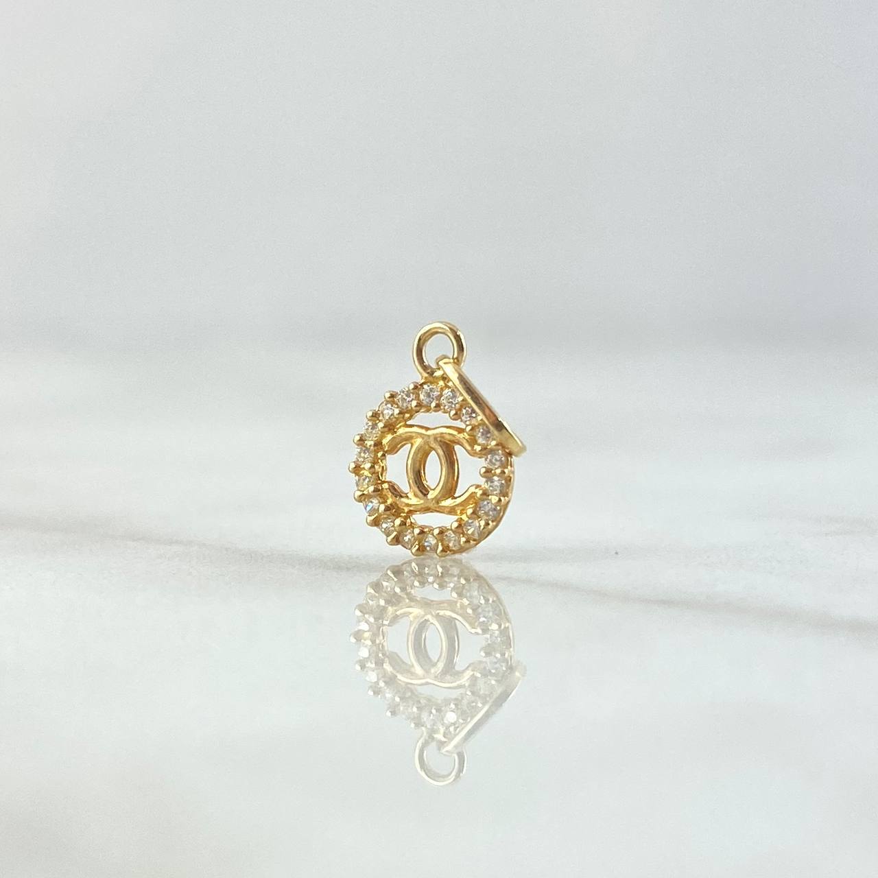 Dije Circulo Ola Cruzada 0.4gr / 1.4cm / Circones Blancos Oro Amarillo 18K